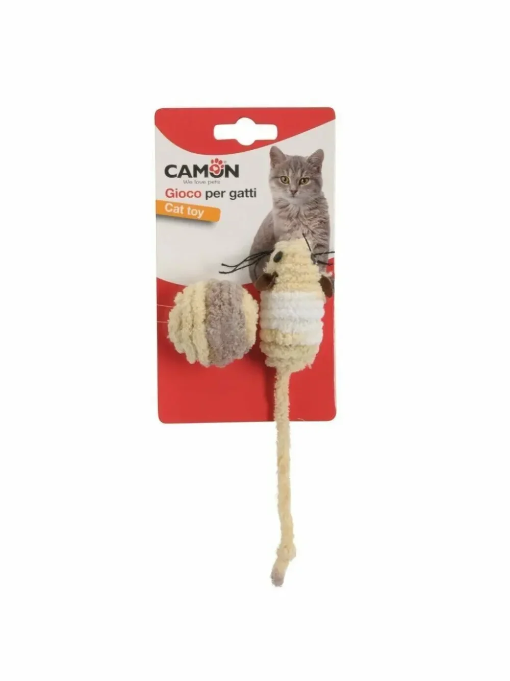 Camon игрушка для кошек, комплект "Мышь плюшевая с мячом"