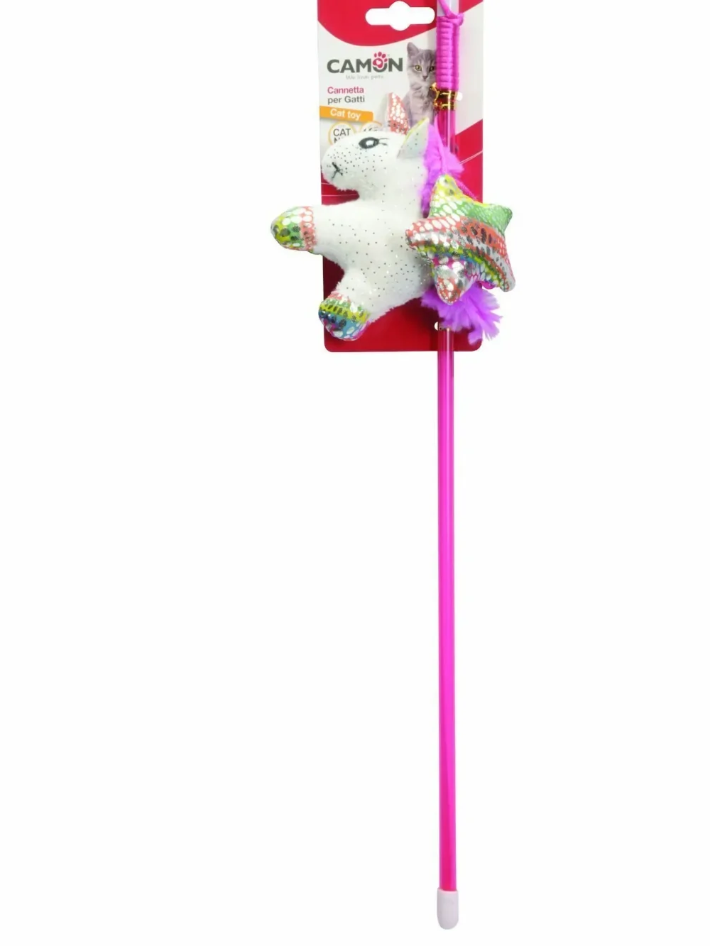 Camon игрушка для кошек, дразнилка - удочка с единорогом, длина 45 см