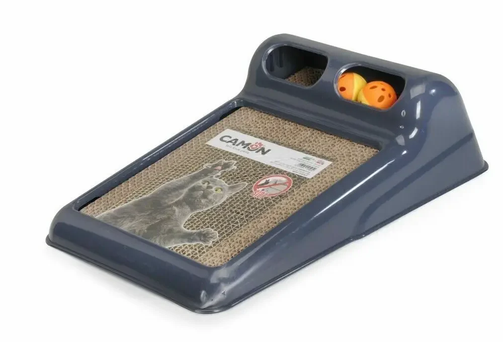 Camon когтеточка для кошек с мячиками, синяя, размер (40x28x12 cм)