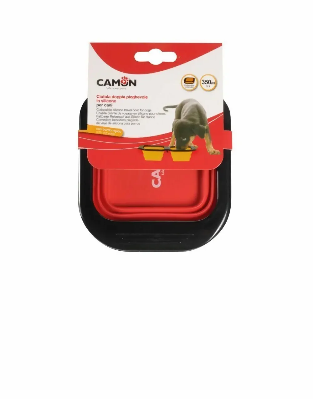 Camon Миска складная дорожная для кошек и собак, квадратная двойная, 2 шт
