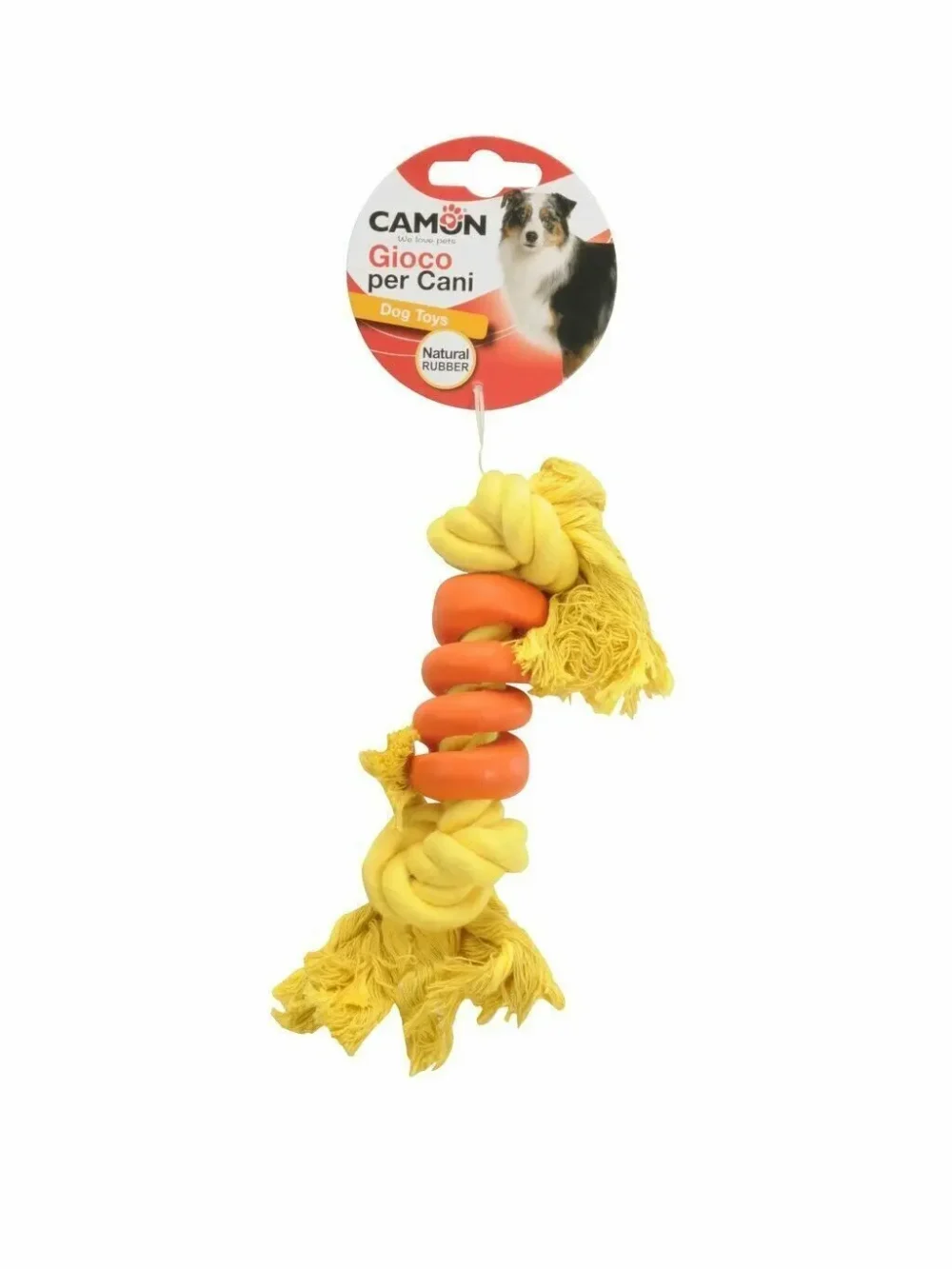 Camon игрушка для собак, Кость канатная, желтая, 25 см