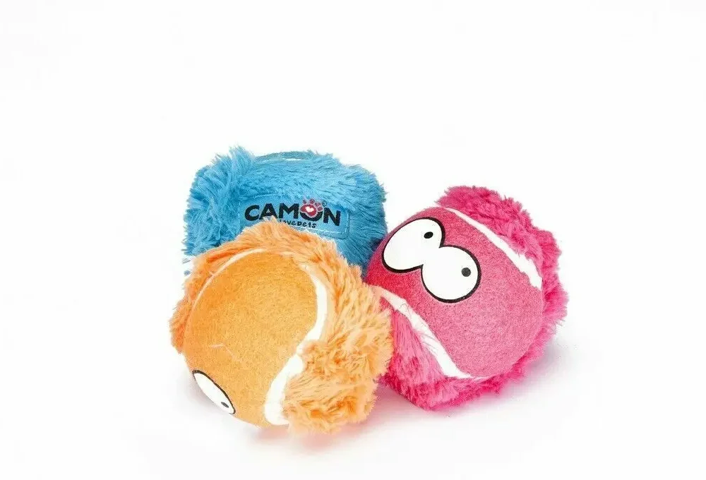 Camon игрушка для собак, Мяч теннисный с глупым лицом, 7 см
