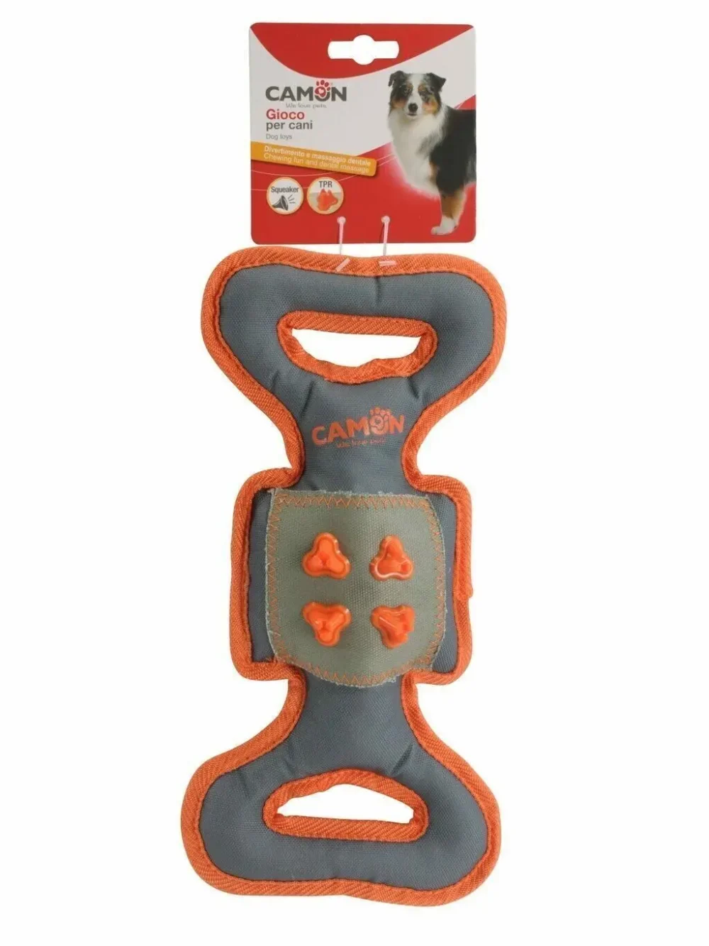 Camon игрушка для собак, Гантель с деталями из ТПР, с пищалкой, размер 30х18 см