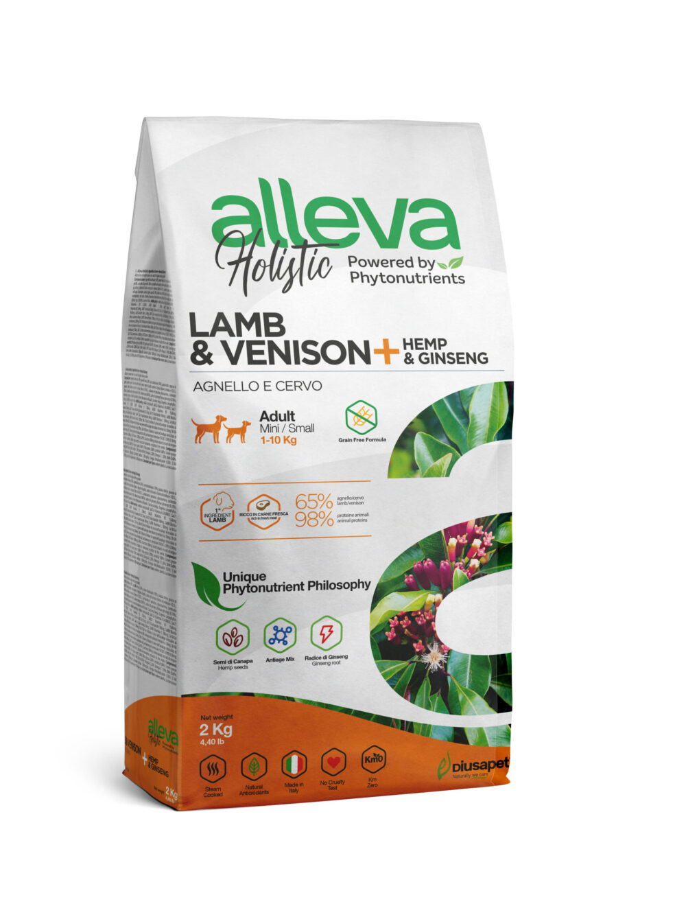 Alleva Holistic Ягненок, Оленина, Конопля и Женьшень для взрослых собак мелких пород