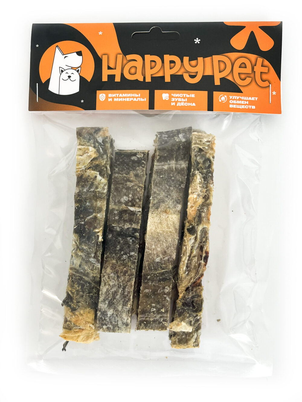 Лакомство HAPPY PET бруски из кожи трески 2х2 см