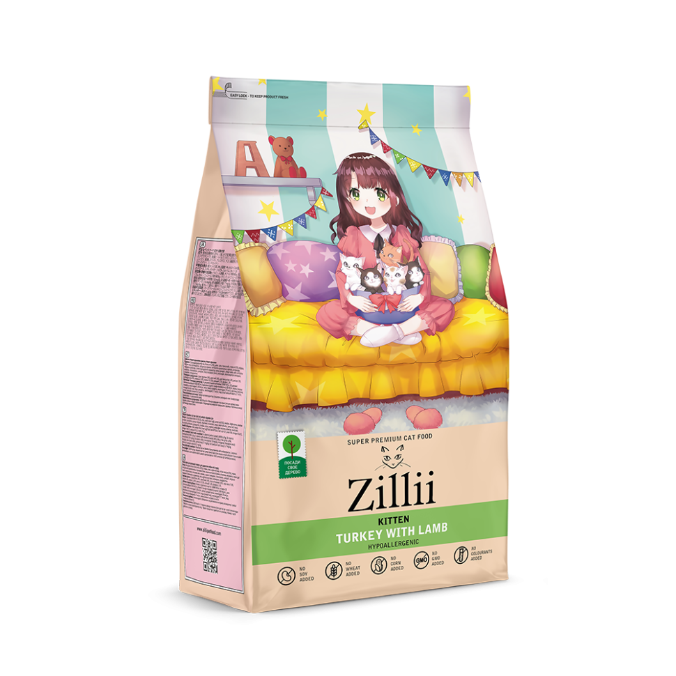 Zillii Kitten сухой корм для котят, с индейкой и ягненком - 2 кг