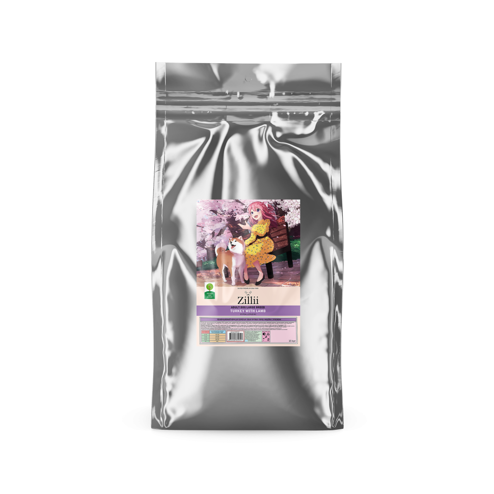 Zillii Adult Dog Large Breed сухой корм для взрослых собак крупных пород, с индейкой и ягненком - 15 кг