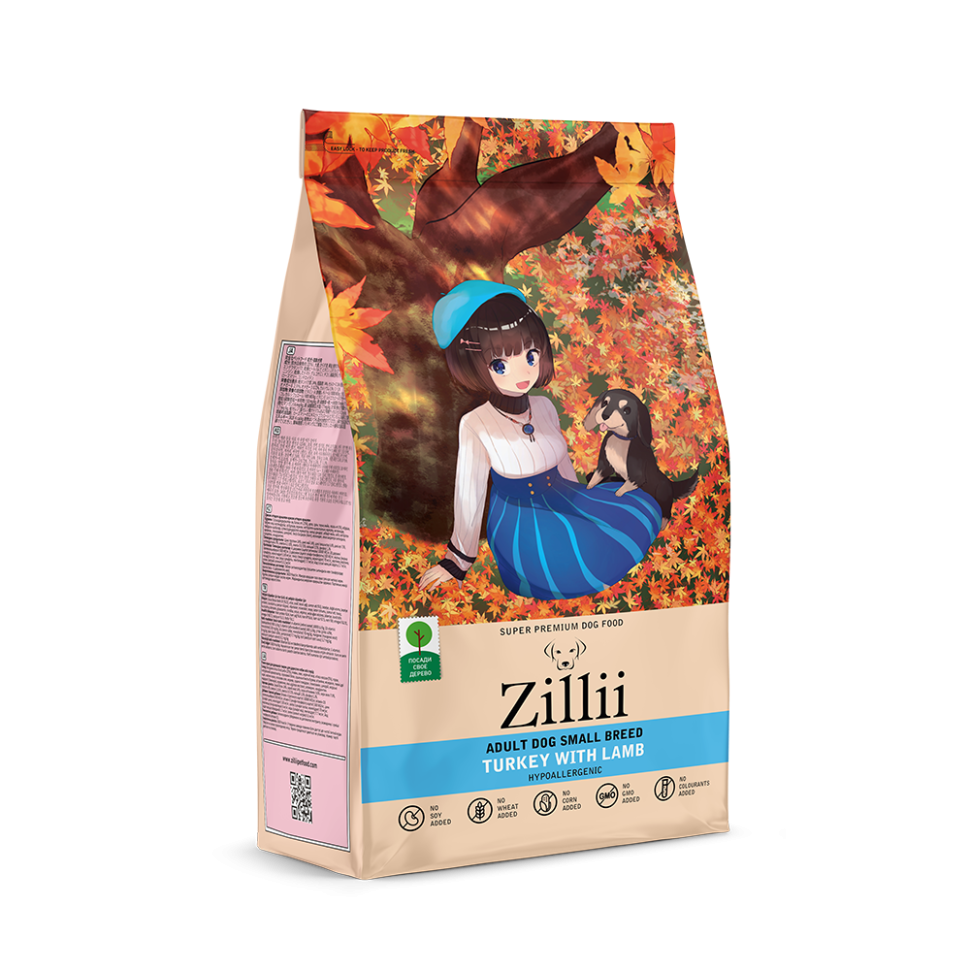Zillii Adult Dog Small Breed сухой корм для взрослых собак мелких пород, с индейкой и ягненком - 2 кг