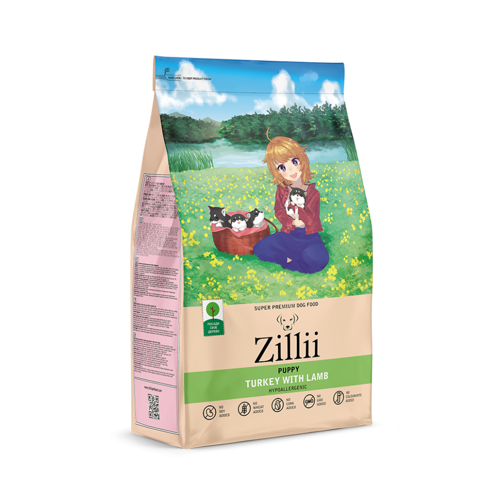Zillii Puppy сухой корм для щенков, с индейкой и ягненком - 800 г