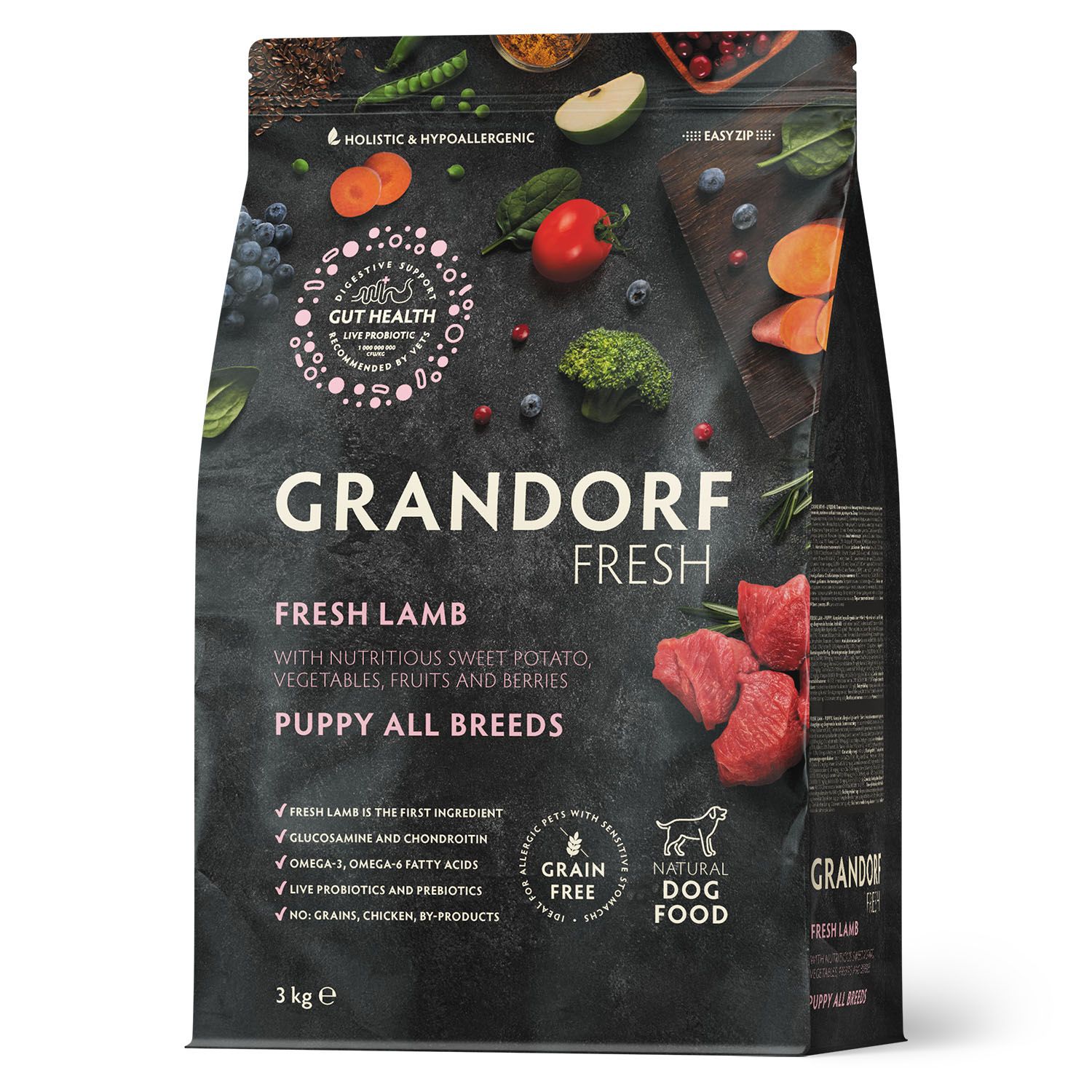7030827842.jpg Сухой корм GRANDORF Fresh Dog PUPPY Lamb&Sweet Potato (Свежее мясо ягненка с бататом для щенков) 3 кг / Грандорф