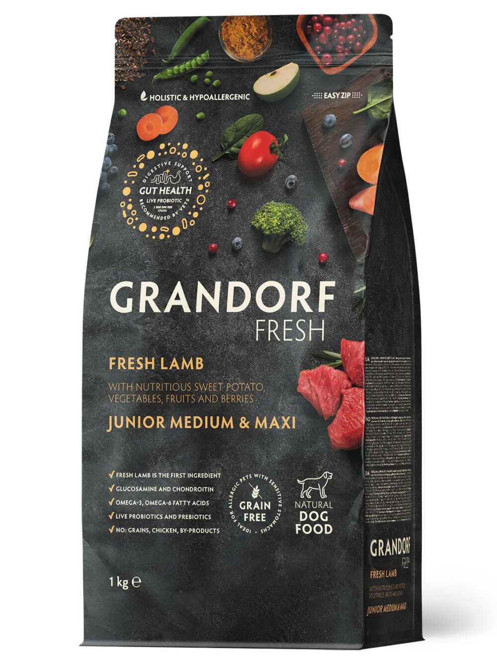 Сухой корм GRANDORF Fresh DOG JUNIOR MED&MAXI Lamb&Sweet Potato (Свежее мясо ягненка с бататом для юниоров средних и крупных пород) 1 кг / Грандорф