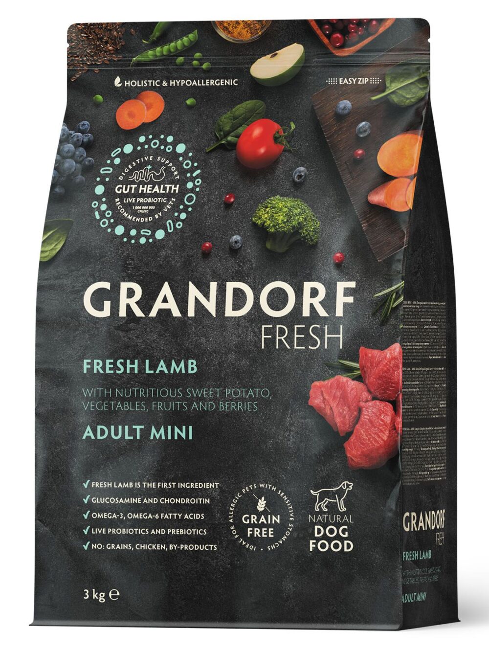 Сухой корм GRANDORF Fresh Dog Adult MINI Lamb&Sweet Potato (Свежее мясо ягненка с бататом для собак мелких пород) 3 кг / Грандорф