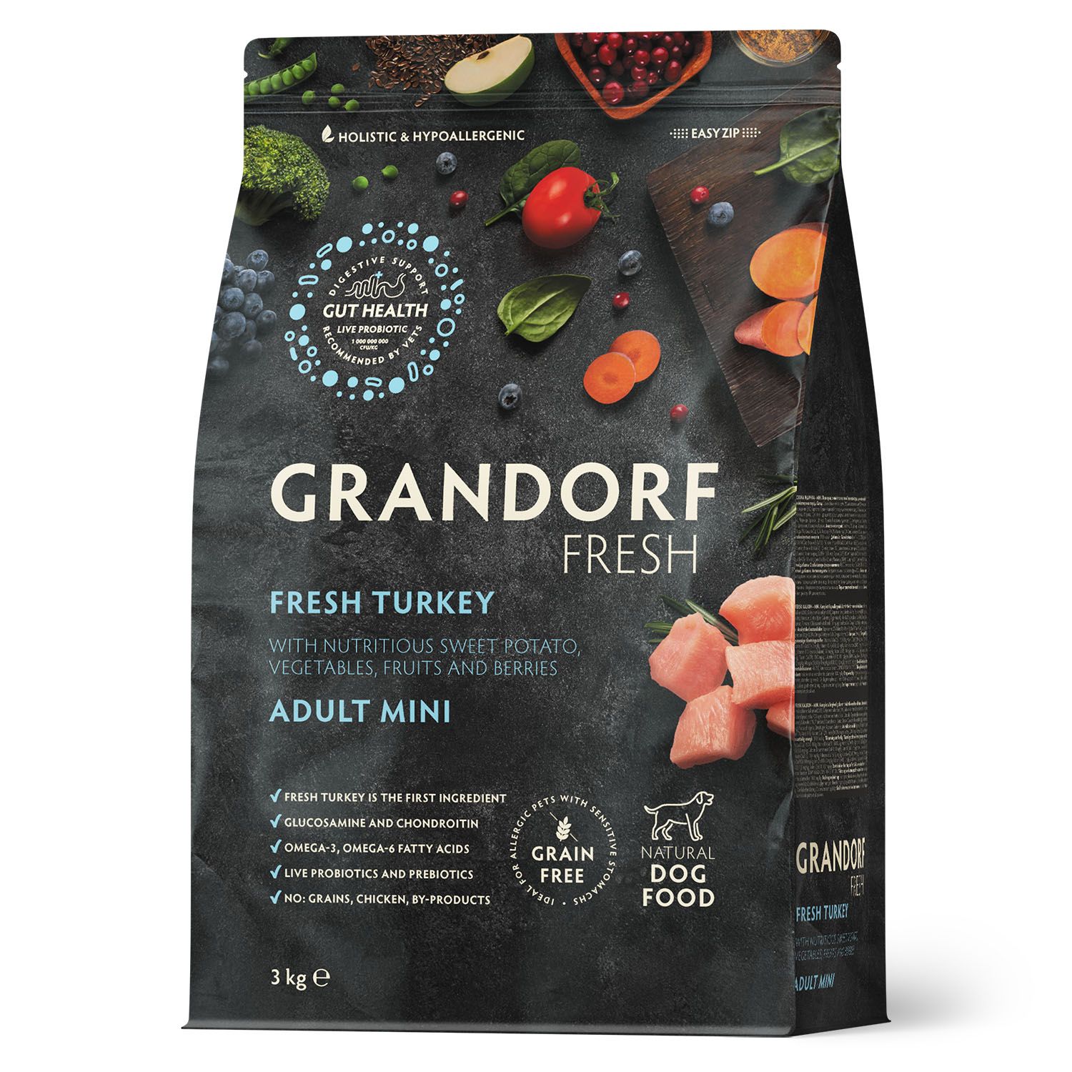 7031443924.jpg GRANDORF Fresh Dog Adult Mini Turkey&Sweet Potato (Свежее мясо индейки с бататом для собак мелких пород) 3 кг / Грандорф