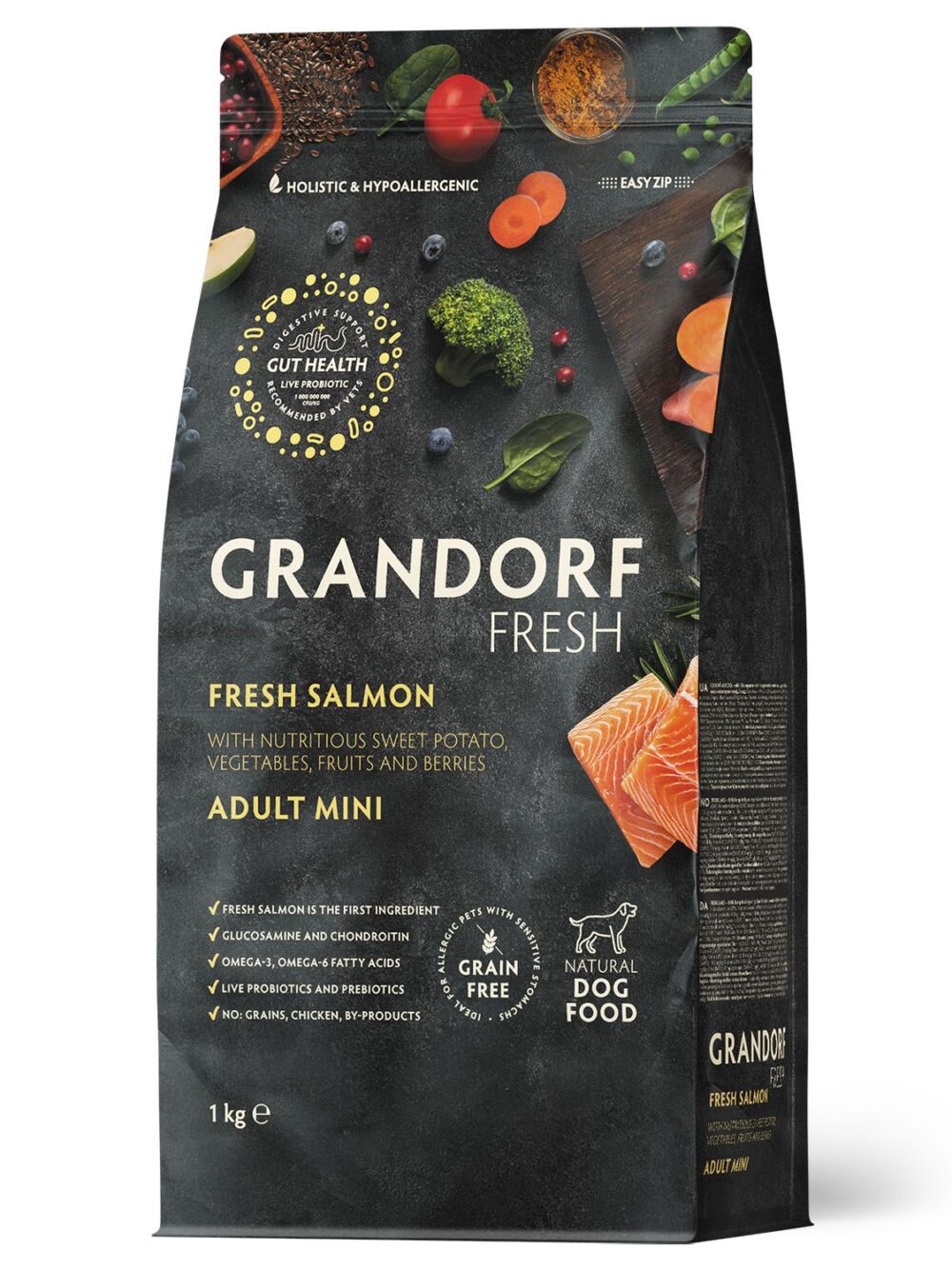 Сухой корм GRANDORF Fresh Dog Adult MINI Salmon&Sweet Potato (Свежее филе лосося с бататом для собак мелких пород) 1 кг / Грандорф