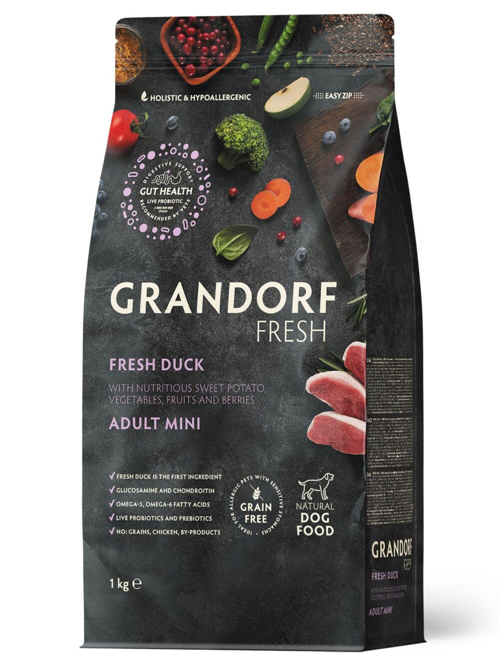 Сухой корм GRANDORF Fresh Dog Adult MINI Duck&Sweet Potato (Свежее мясо утки с бататом для собак мелких пород) 1 кг / Грандорф