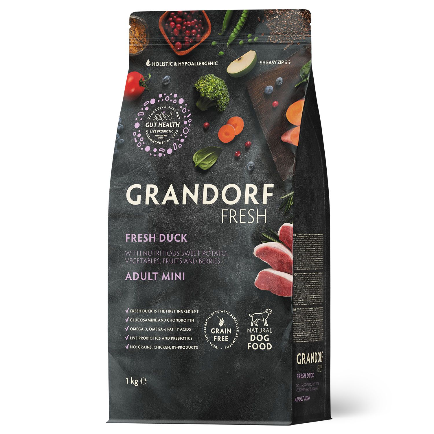 7031462571.jpg Сухой корм GRANDORF Fresh Dog Adult MINI Duck&Sweet Potato (Свежее мясо утки с бататом для собак мелких пород) 1 кг / Грандорф