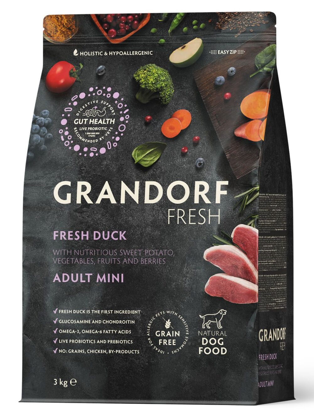 Сухой корм GRANDORF Fresh Dog Adult MINI Duck&Sweet Potato (Свежее мясо утки с бататом для собак мелких пород) 3 кг / Грандорф