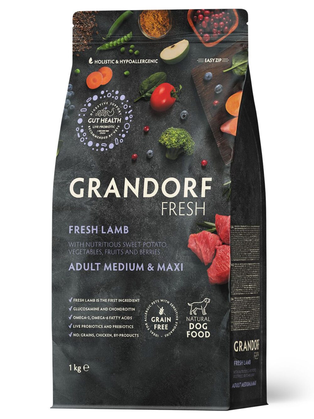 Сухой корм GRANDORF Fresh Dog Adult MED&MAXI Lamb&Sweet Potato (Свежее мясо ягненка с бататом для собак средних и крупных пород) 1 кг / Грандорф