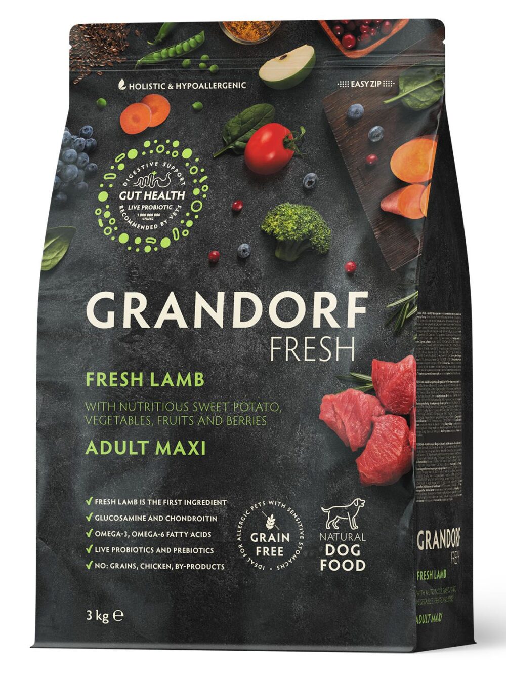 Сухой корм GRANDORF Fresh Dog Adult MAXI Lamb&Sweet Potato (Свежее мясо ягненка с бататом для собак крупных пород) 3 кг / Грандорф