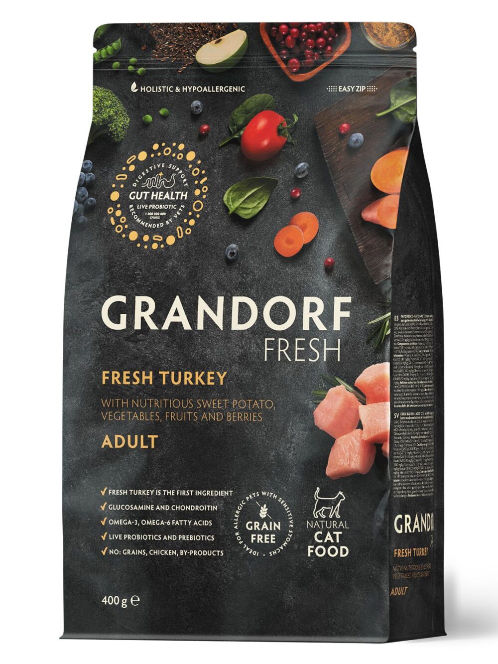 Сухой корм GRANDORF Fresh Cat ADULT Turkey&Sweet Potato (Свежее мясо индейки с бататом для кошек) 400 г / Грандорф