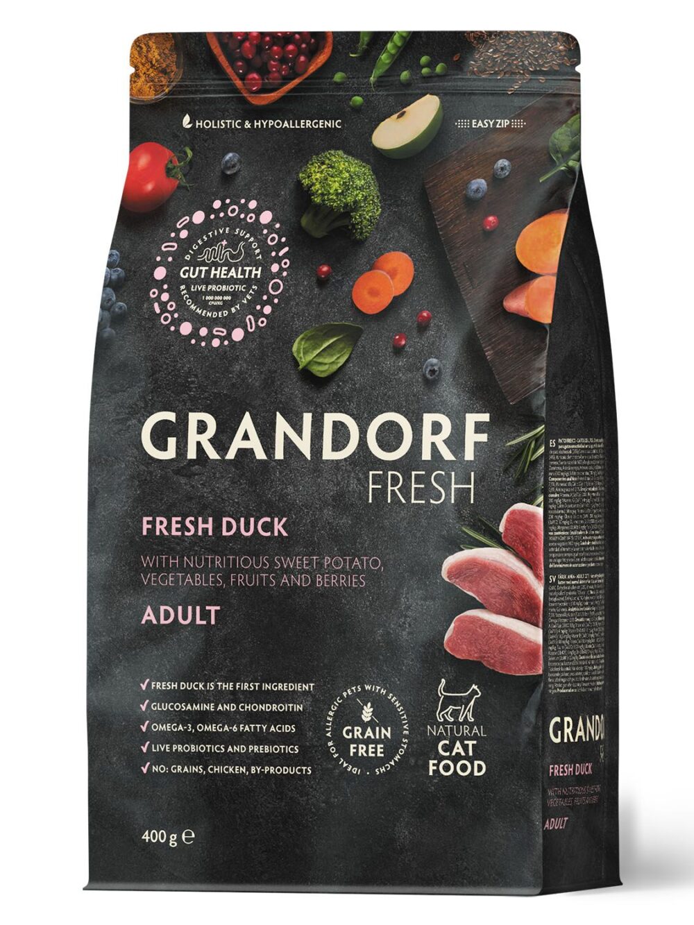 Сухой корм GRANDORF Fresh Cat ADULT Duck&Sweet Potato (Свежее мясо утки с бататом для кошек) 400 г / Грандорф