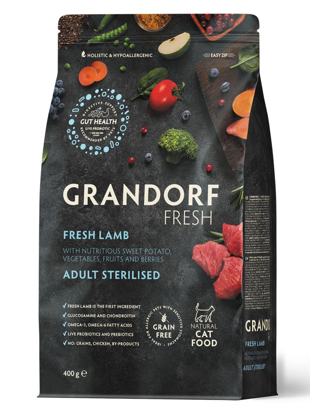 Сухой корм GRANDORF Fresh Cat STERILISED Lamb&Sweet Potato (Свежее мясо ягненка с бататом для стерилизованных кошек) 400 г / Грандорф