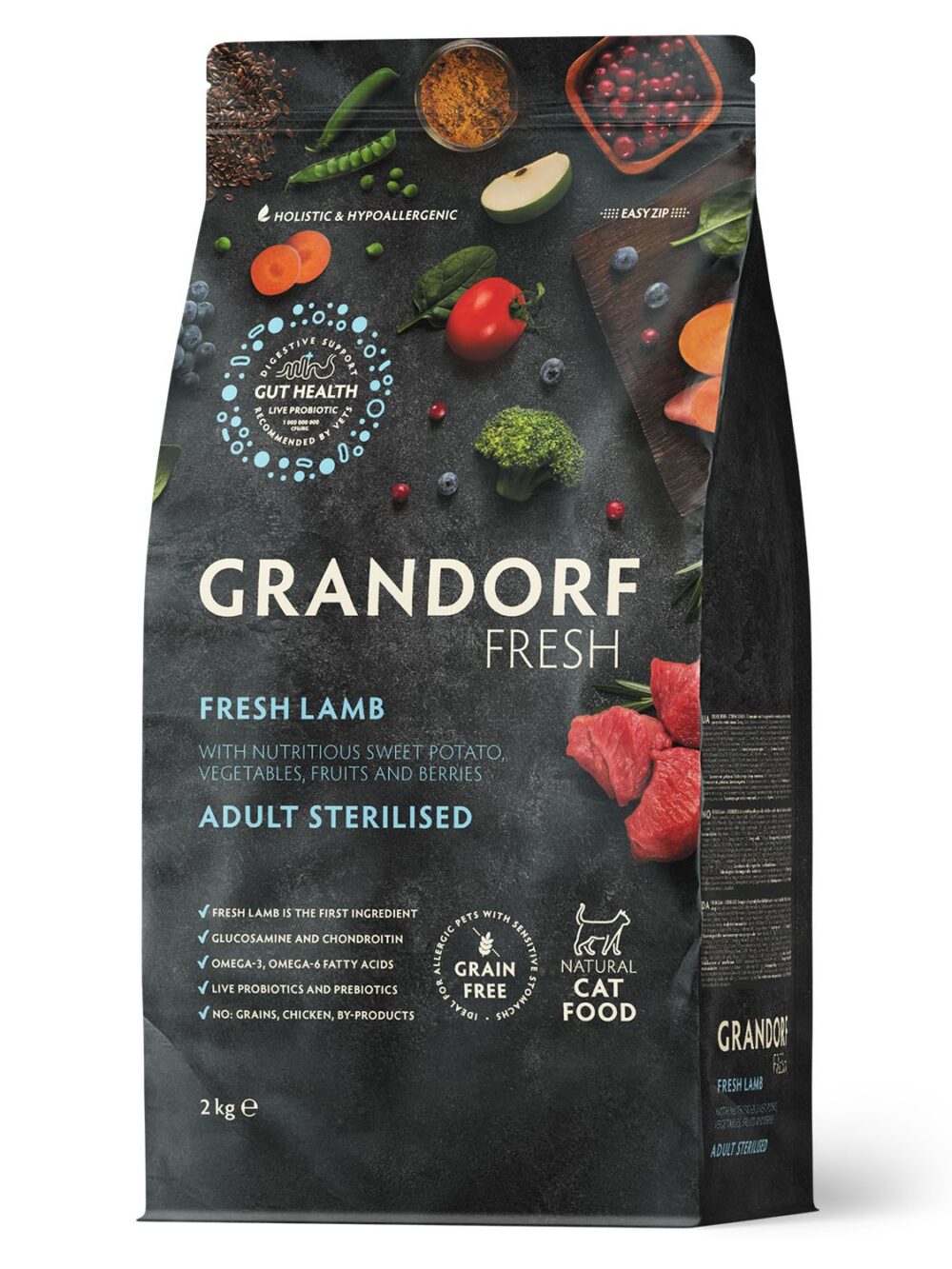Сухой корм GRANDORF Fresh Cat STERILISED Lamb&Sweet Potato (Свежее мясо ягненка с бататом для стерилизованных кошек) 2 кг / Грандорф