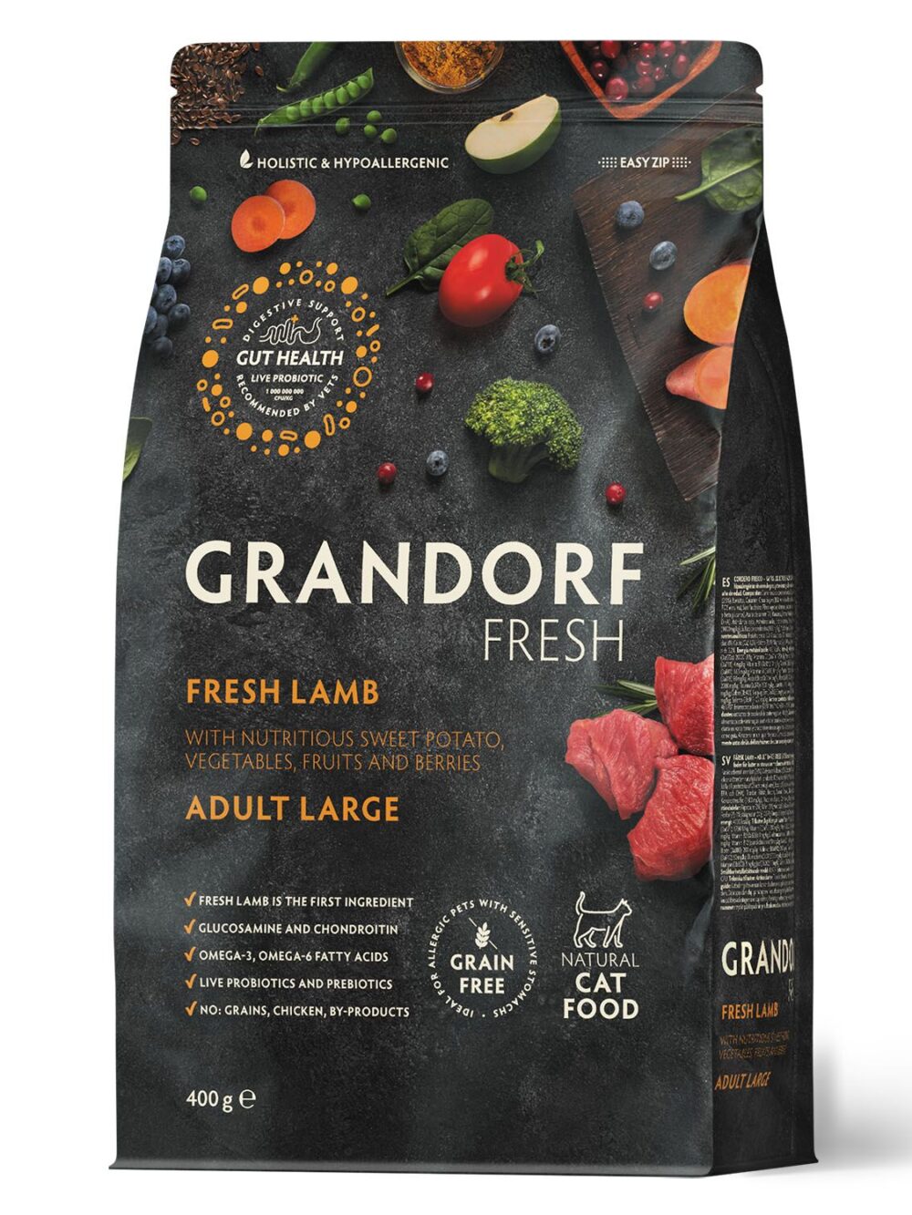 Сухой корм GRANDORF Fresh Cat LARGE Lamb&Sweet Potato (Свежее мясо ягненка с бататом для крупных кошек) 400 г / Грандорф